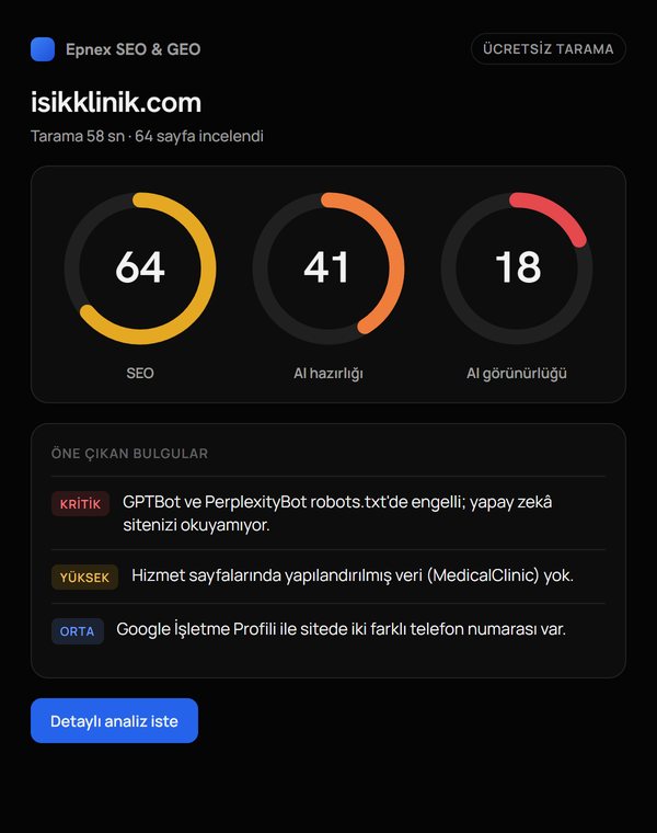 Score card: SEO, AI readiness and AI visibility scores with the key findings